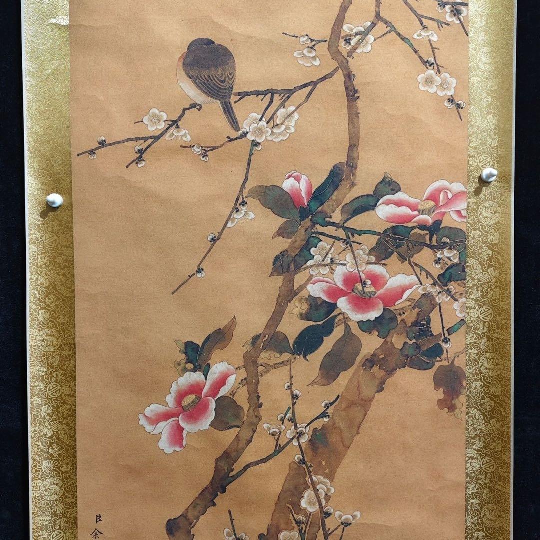 余省 花鸟 中国画 掛け軸 水墨画 和室 玄関 茶室 壁掛け 美術品