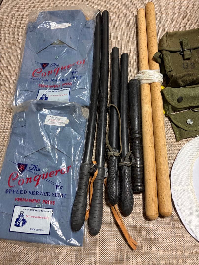 ミリタリー用シャツ・棒・バッグ・帽子セット