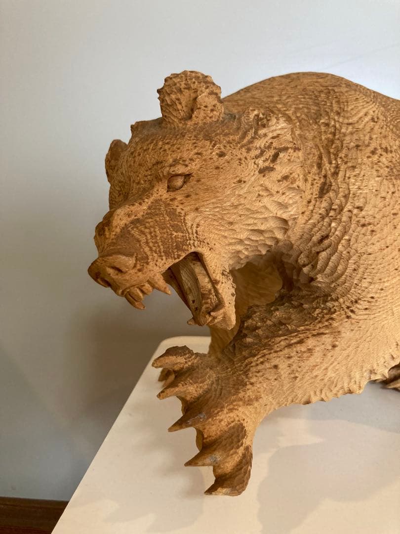 木彫熊　怒り熊　不藤清　阿寒