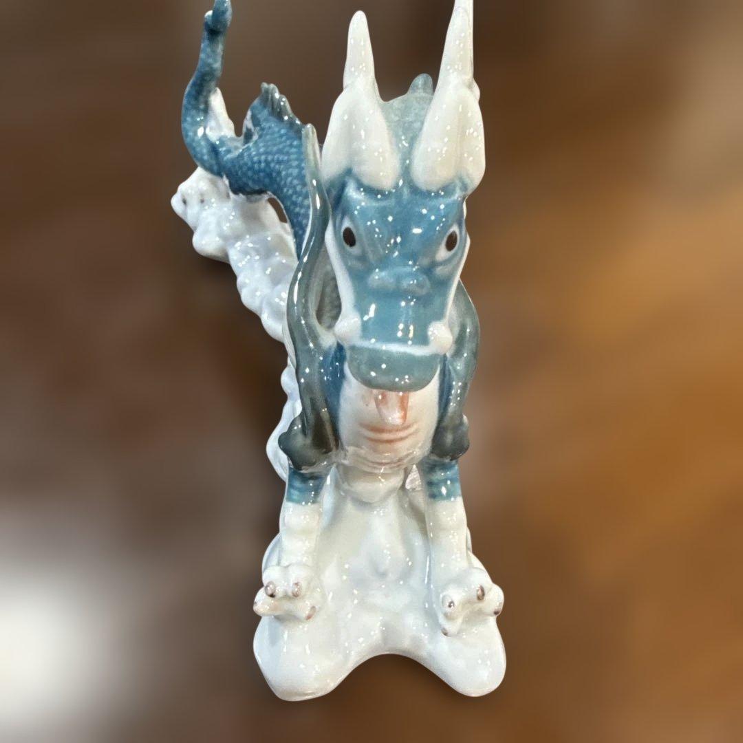   青×白 ドラゴン置物 約17cm