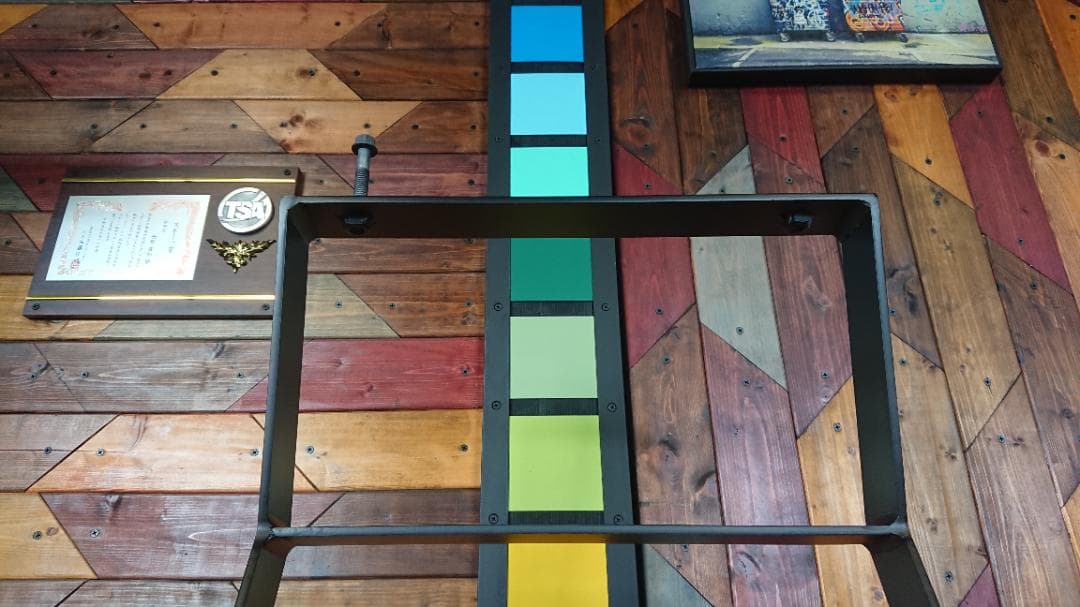 マットブラックでアイアンなスケルトン鉄脚♪ 50×400×650mm 目型 2脚