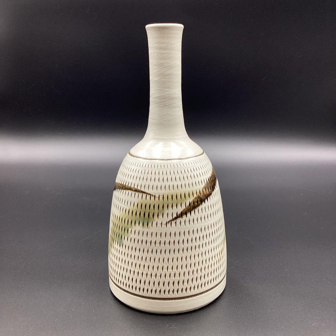 小石原焼　花入れ　飛カンナ　鶴首花入　新品　箱無し