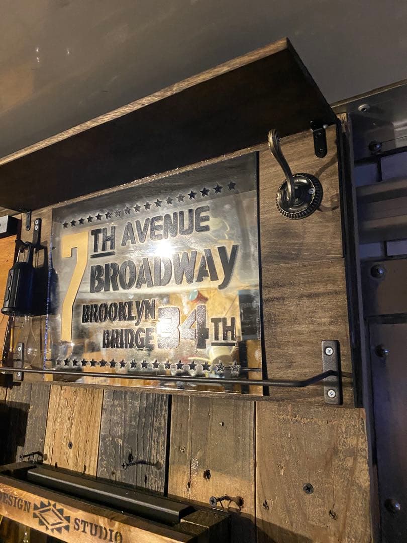 1点物　パブミラー付き　壁掛け照明　壁掛けキーフック　ブルックリン