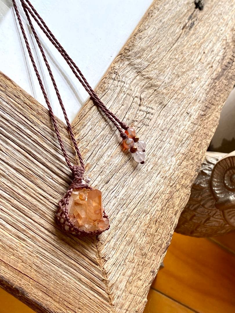 クラスター＊天然石マクラメネックレス/ヒーラーの作るお守りアクセサリー