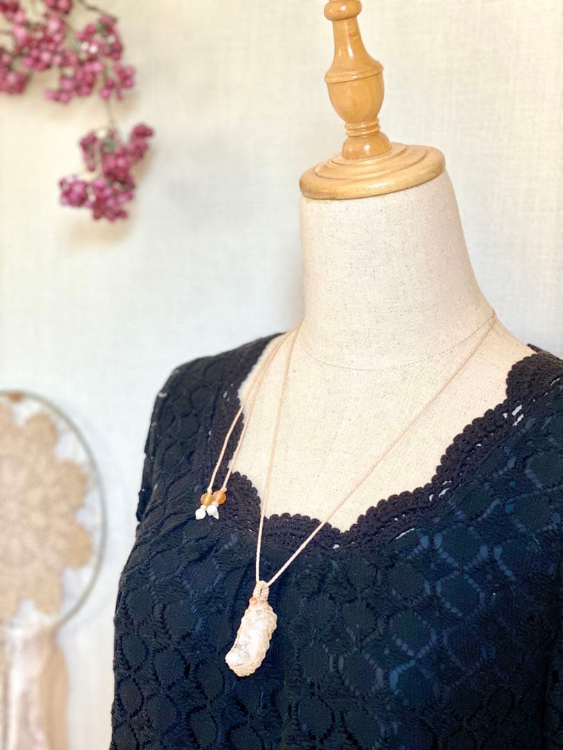 クラスター＊天然石マクラメネックレス/ヒーラーの作るお守りアクセサリー