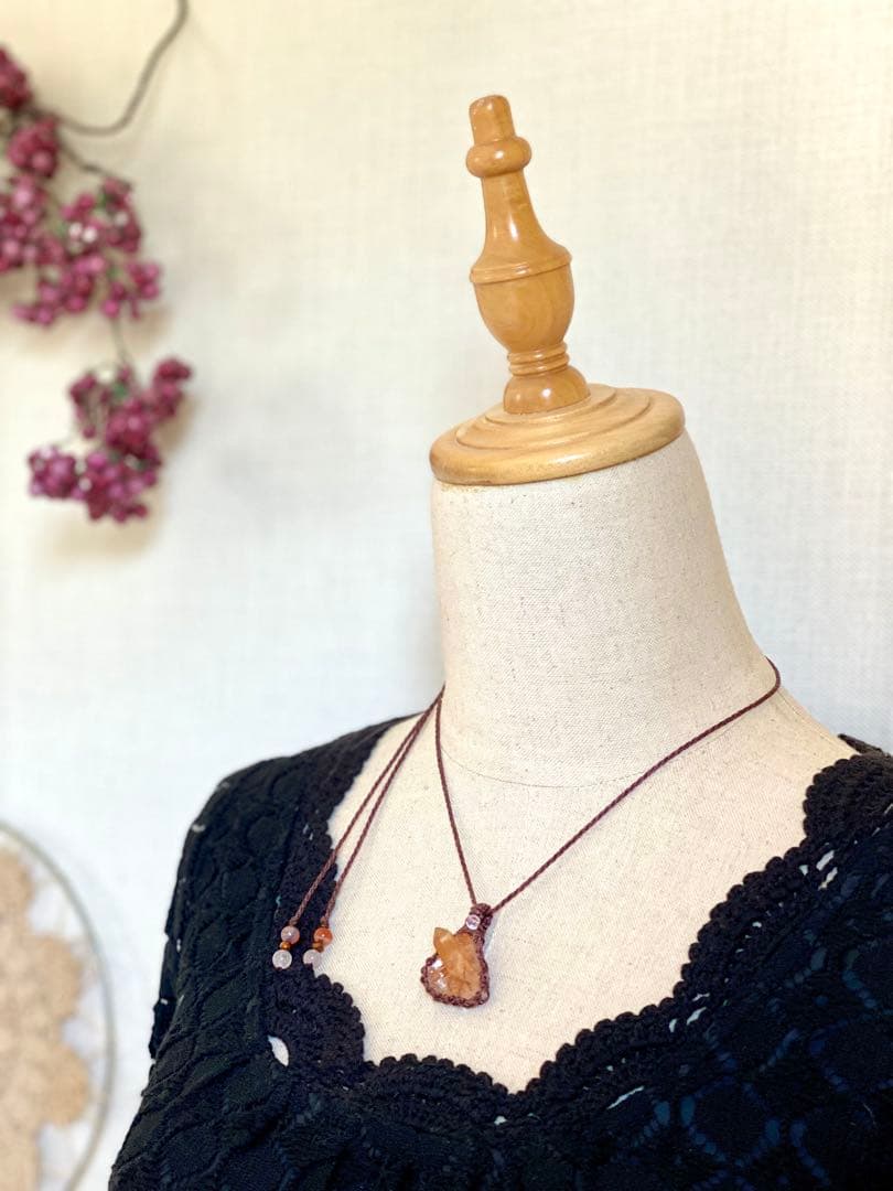 クラスター＊天然石マクラメネックレス/ヒーラーの作るお守りアクセサリー