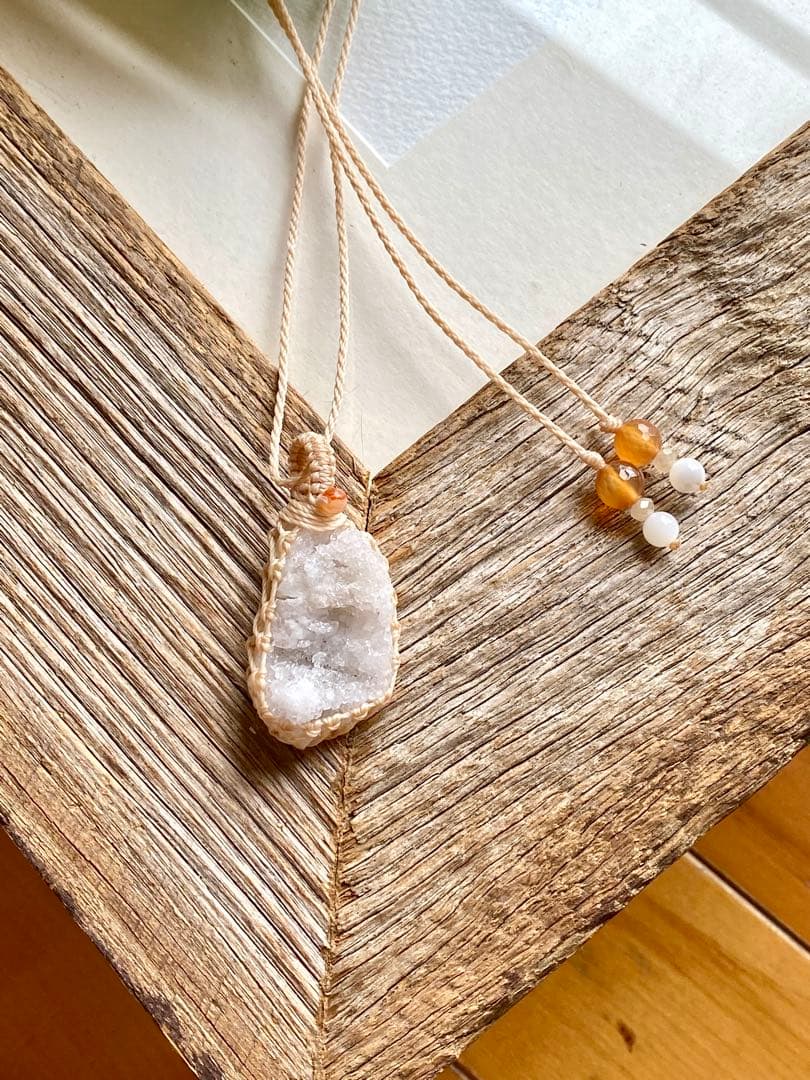クラスター＊天然石マクラメネックレス/ヒーラーの作るお守りアクセサリー