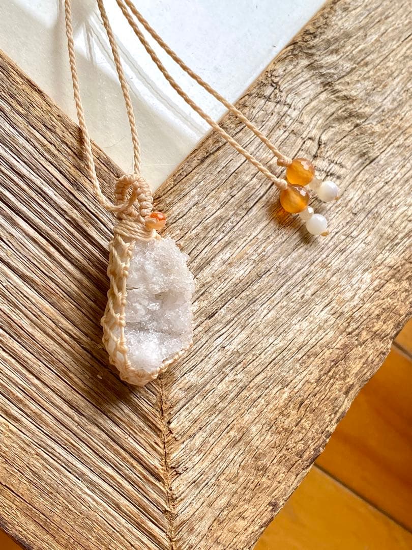 クラスター＊天然石マクラメネックレス/ヒーラーの作るお守りアクセサリー