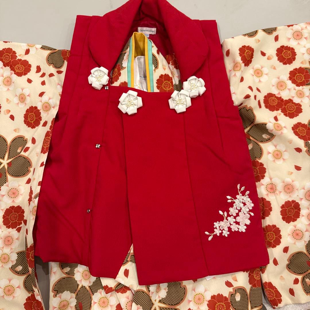 キャサリンコテージ 七五三着物セット 象牙着物×紅赤被布