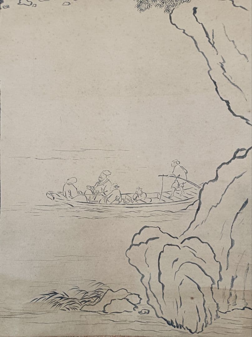 レア 肉筆 軸 おもてなし 絵 山水 水墨 日本 美術 骨董 インテリア