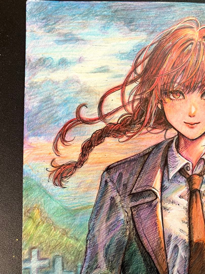 手描きイラスト　色鉛筆画　チェンソーマン　マキマ