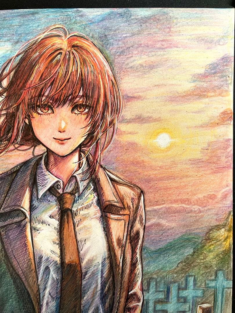 手描きイラスト　色鉛筆画　チェンソーマン　マキマ