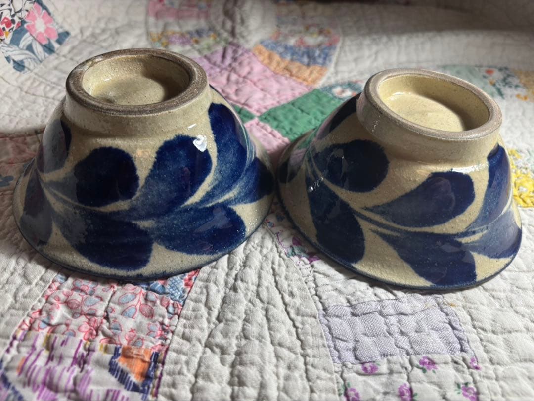 新品未使用 沖縄 やちむん 北窯 茶碗 宮城正享 ２個セット .