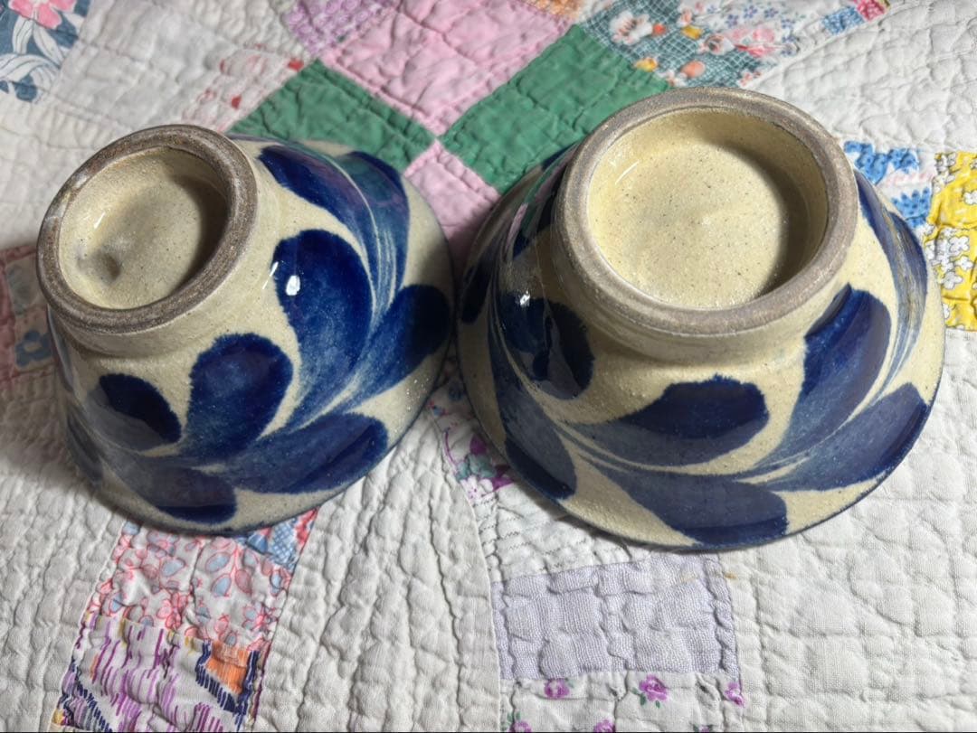 新品未使用 沖縄 やちむん 北窯 茶碗 宮城正享 ２個セット .