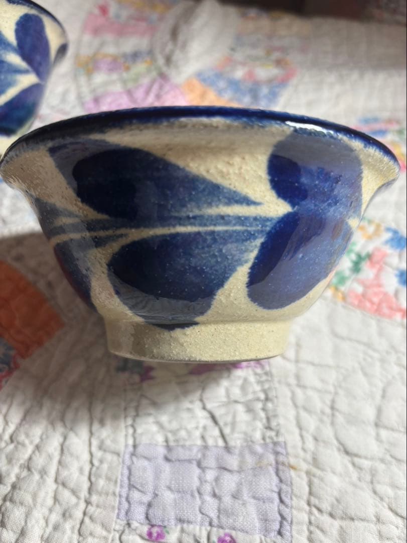 新品未使用 沖縄 やちむん 北窯 茶碗 宮城正享 ２個セット .