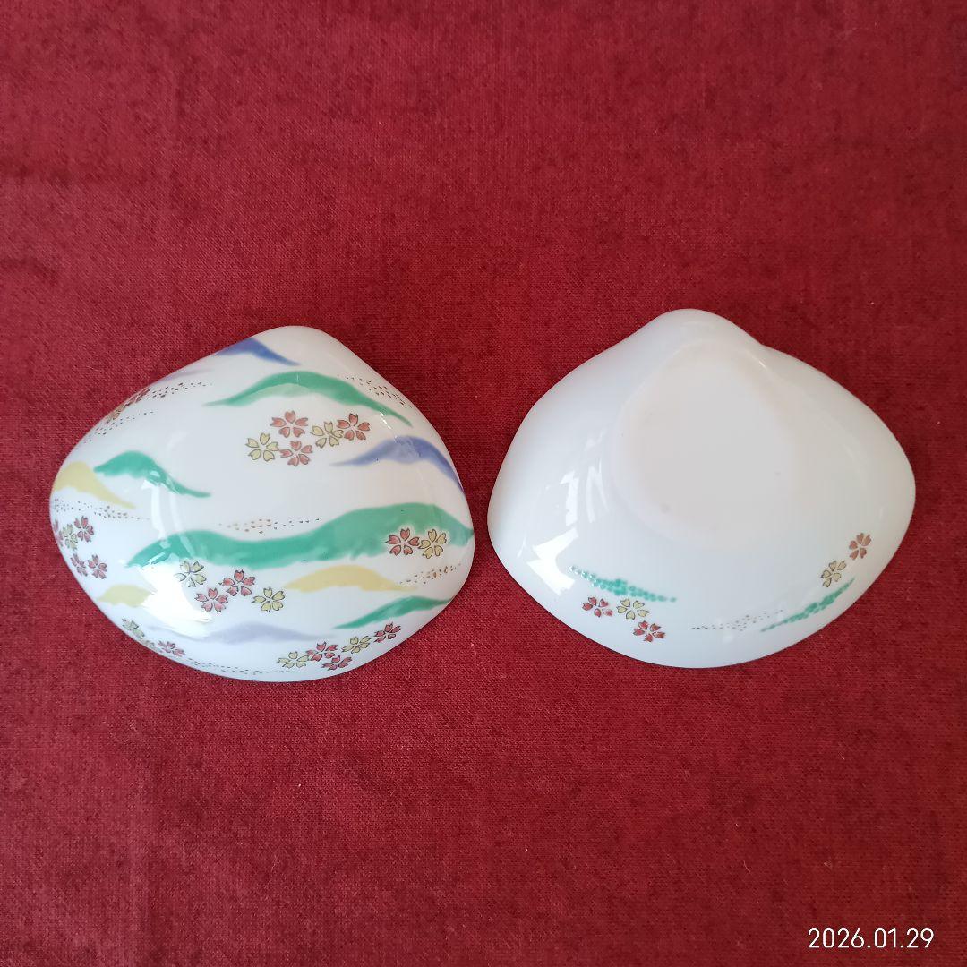 波模様の陶器製貝殻型 薬味珍味入れ 金彩 15個セット