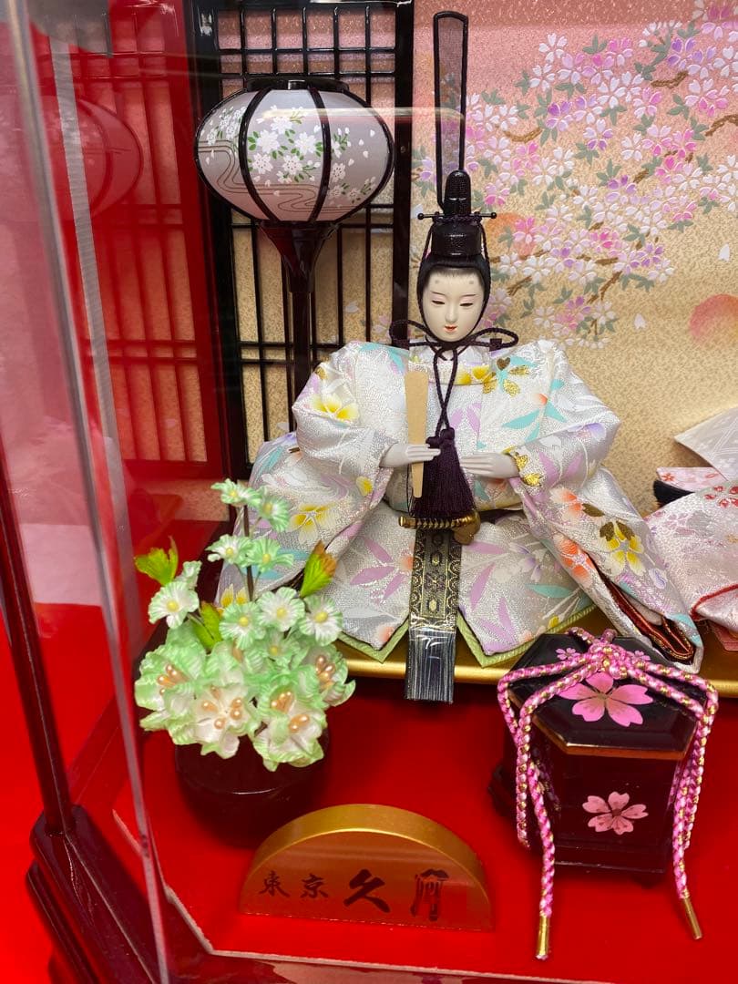東京久月　雛人形アクリルケース入り親王飾り・間口約４９×奥行約３２×高さ約３６㎝