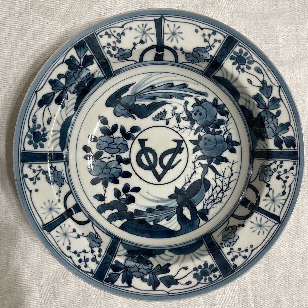 有田焼 染付 芙蓉手紋様 VOCマーク皿　口径22㎝ 3枚セット