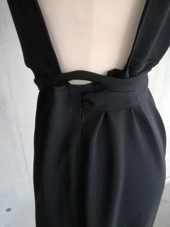 【日本製】S~3L ツイルストレッチ 黒 茶道お稽古用エプロン127100-28