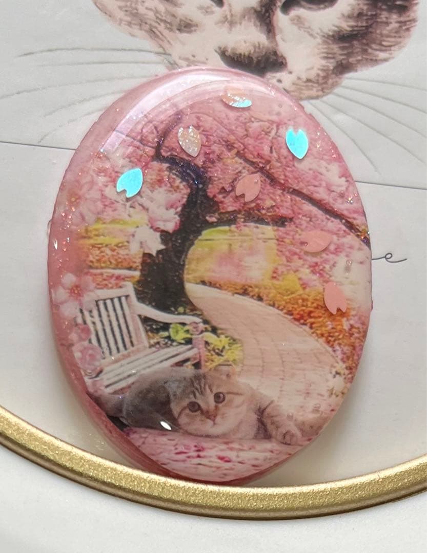 レジンヘアゴム桜小道❀·°ゴロにゃん猫ちゃん