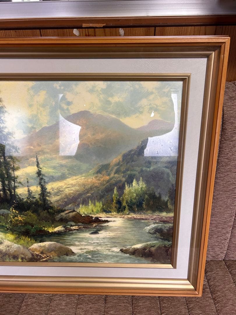 ロバートウッド 山と小川 風景画 絵画 油彩 油絵 インテリア 額縁