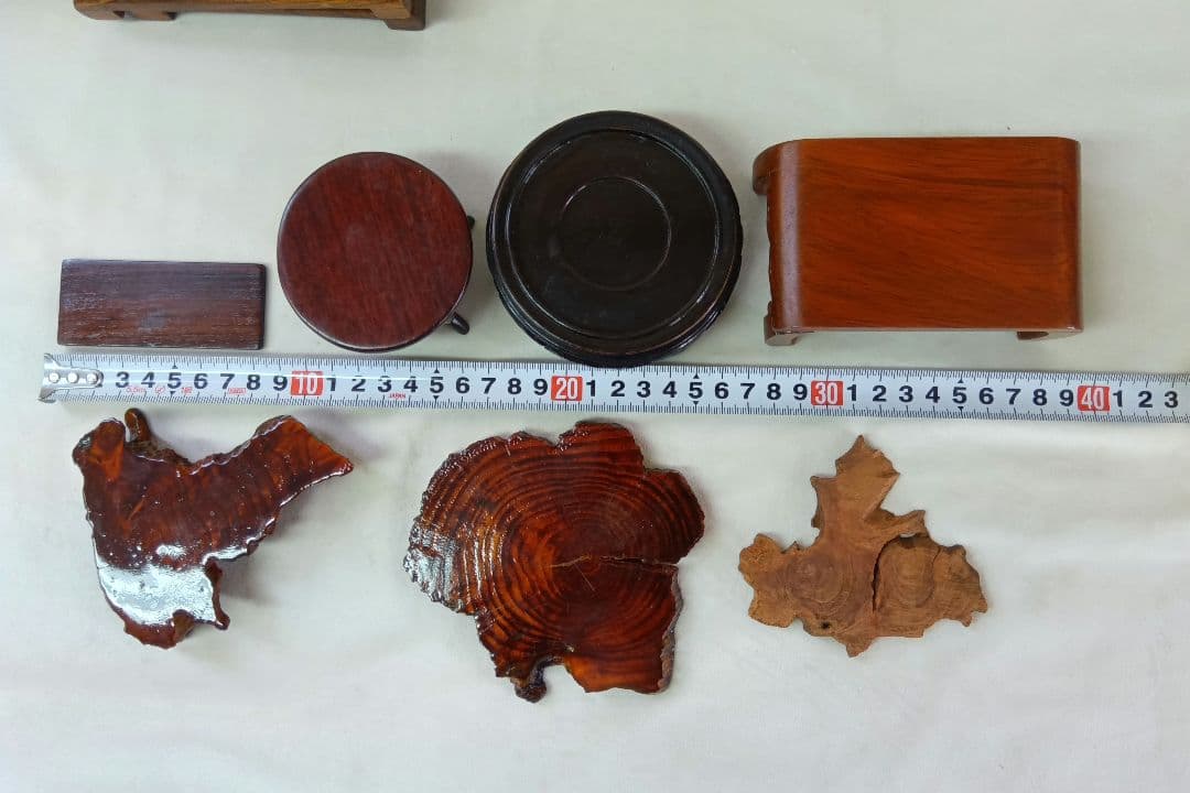 ミニ木製花台　盆栽敷板　15点セット　まとめ売り　飾り台　レトロ　香炉台　盆栽台