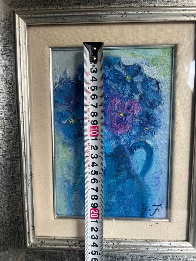 油彩画 花瓶の花 Y.F.