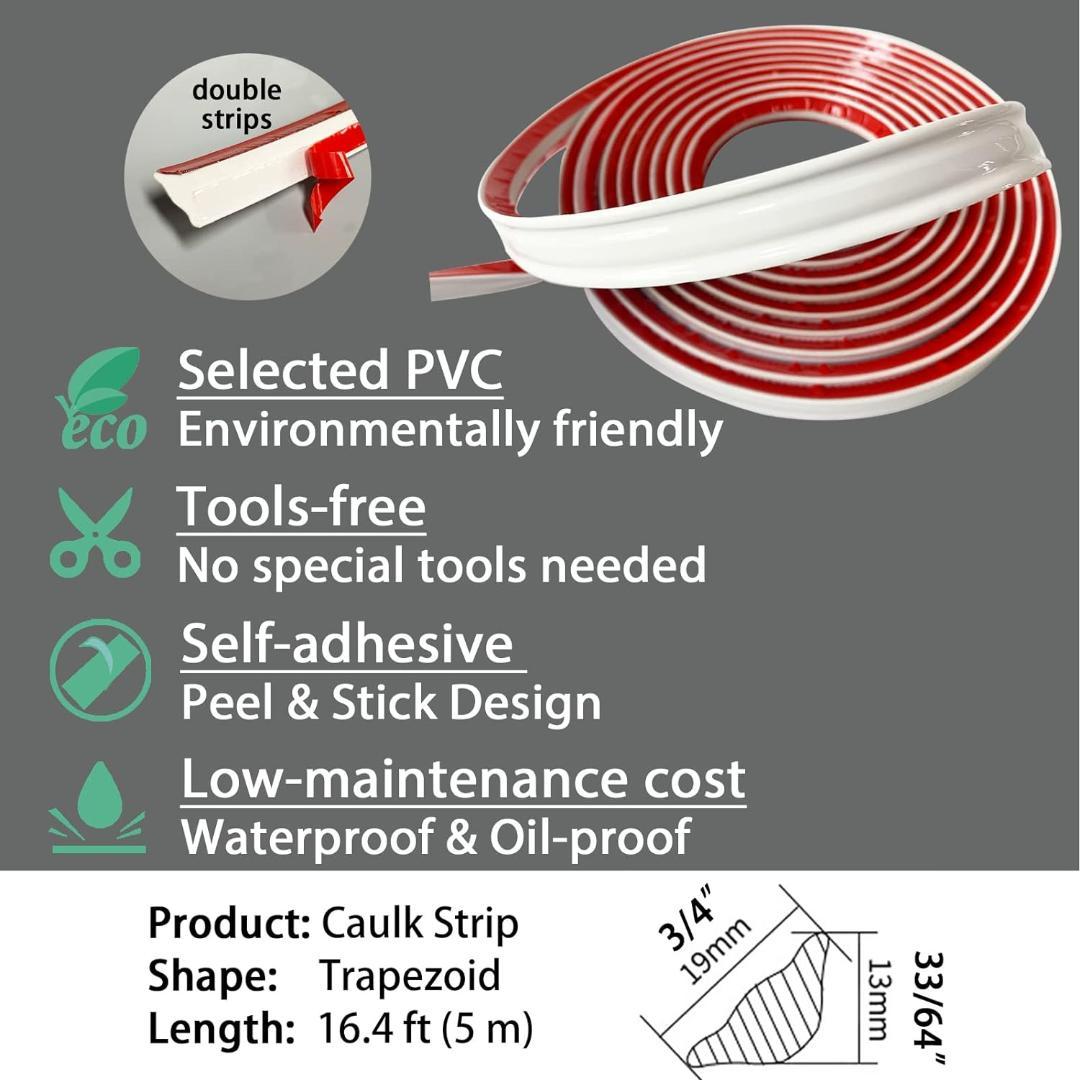 柔軟トリム モールディング コーキングストリップ 自己粘着 5m 防水 シルバー