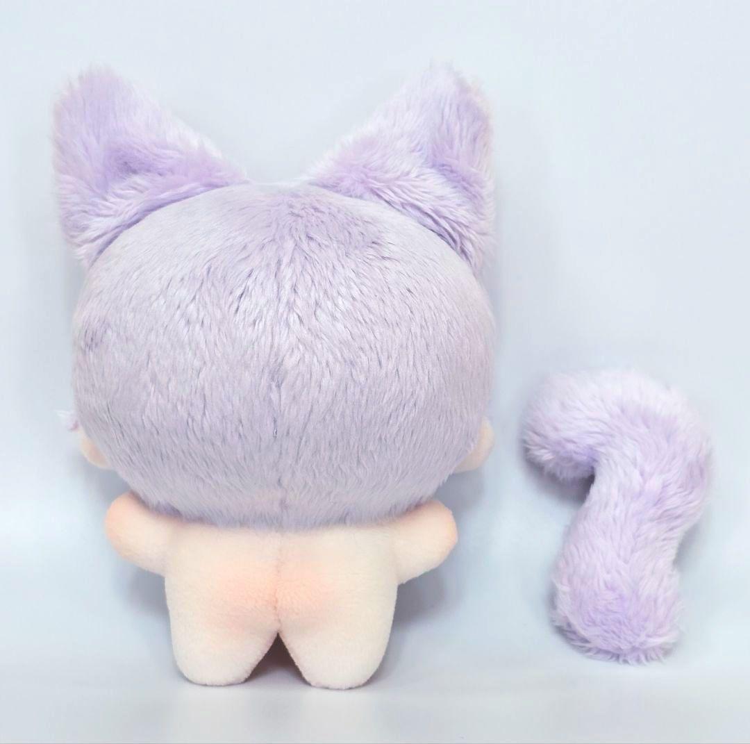 自作 無属性 ぬいぐるみ 藤色の猫くん 10cm