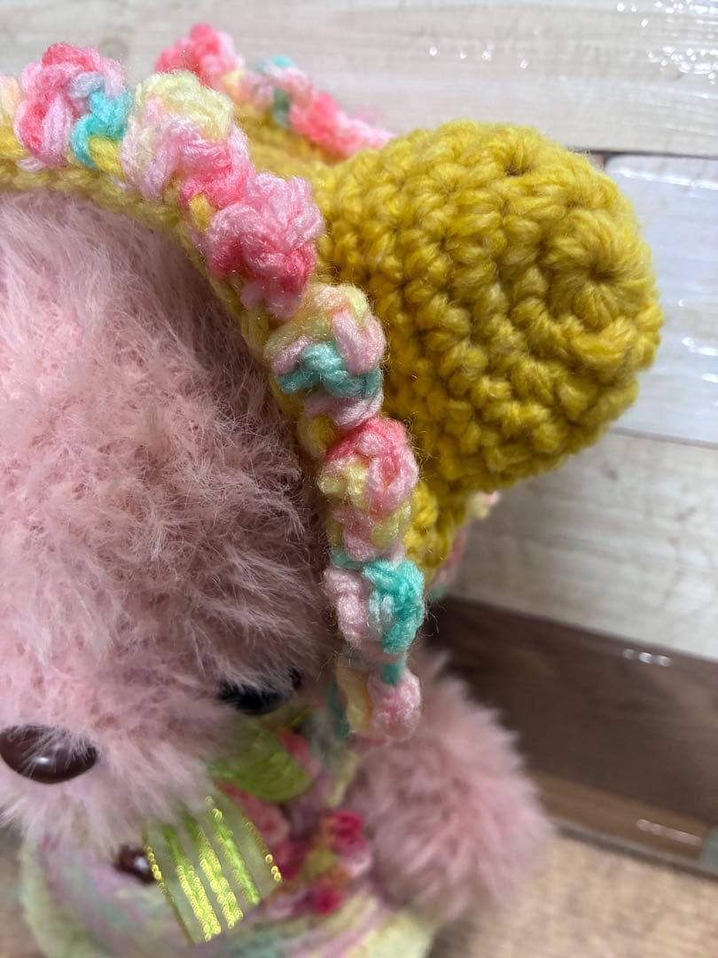 カスタマイズ可能❣️ファーヤーンのクマさんあみぐるみ（ピンク）