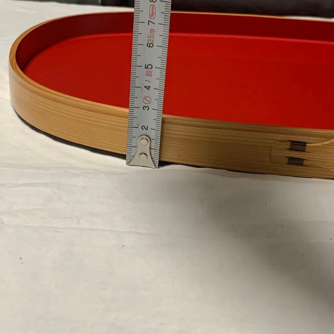 大館曲げわっぱ 小判盆・生菓子器セット｜秋田杉・朱塗り｜未使用ヴィンテージ