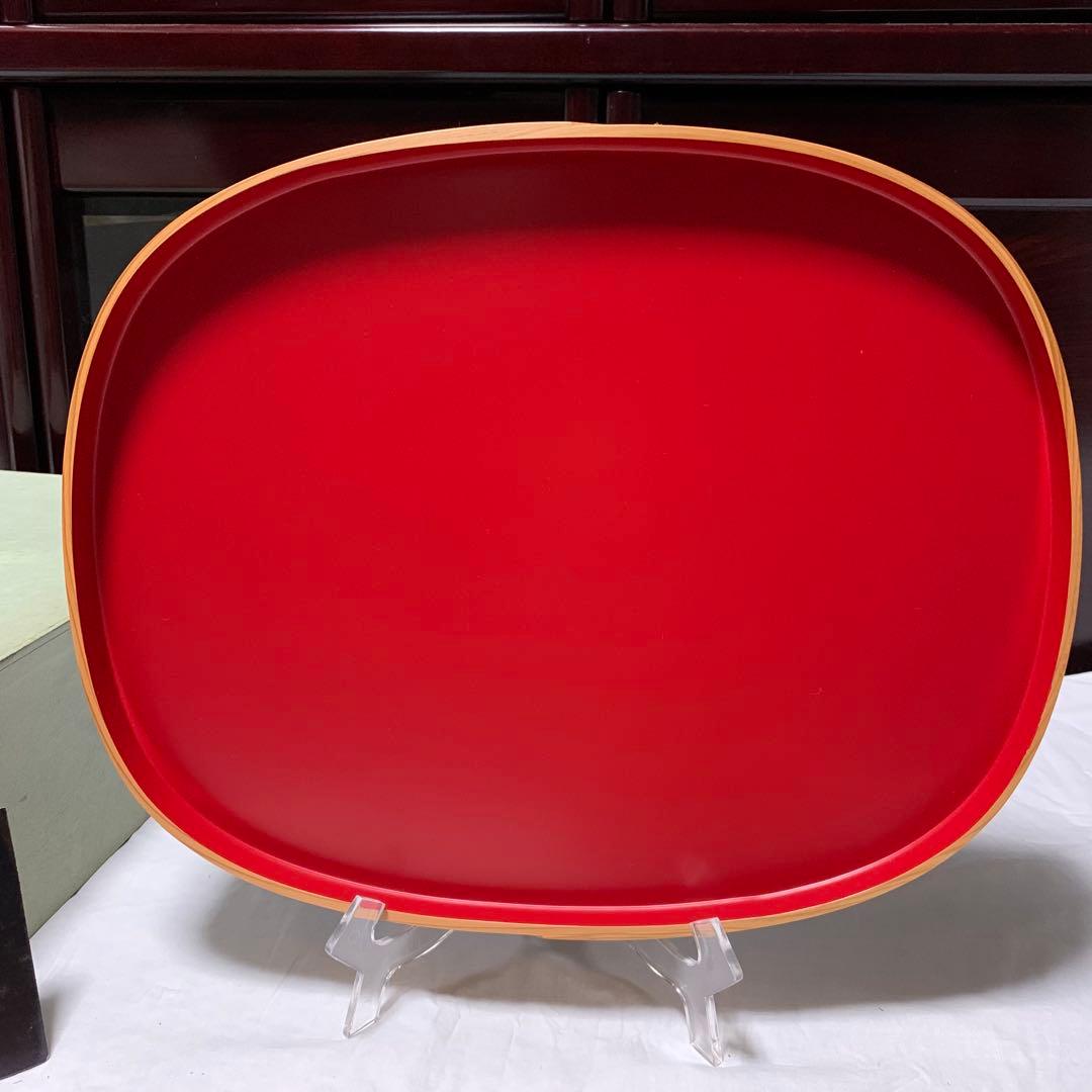 大館曲げわっぱ 小判盆・生菓子器セット｜秋田杉・朱塗り｜未使用ヴィンテージ