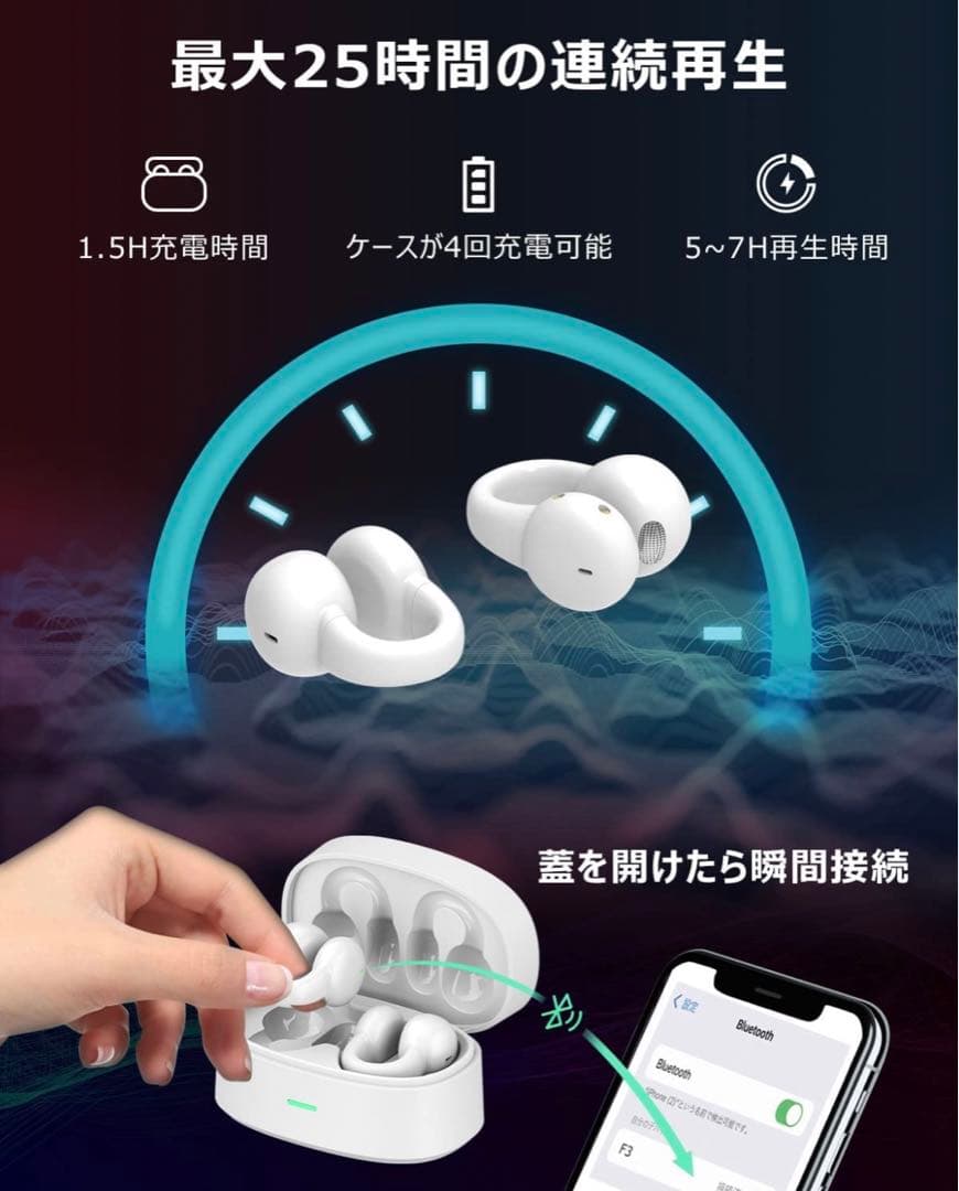 年末セール❣️ワイヤレスイヤホンOWSイヤホン Bluetoothイヤホン