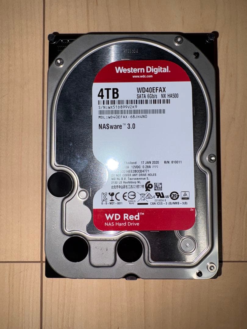 WD Red 4TB HDD WD40EFAX 開封未使用 未初期化