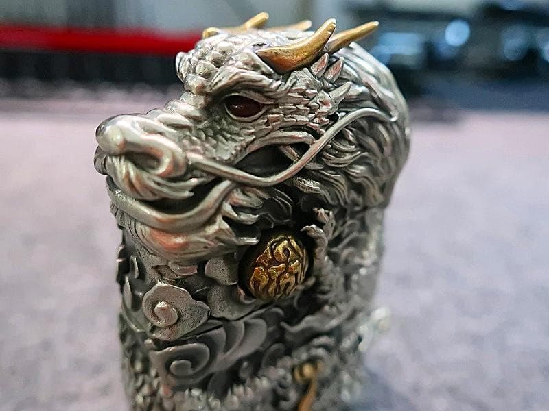 ジッポ ZIPPO ライター 竜 龍 ドラゴン 両面 如意宝珠 付 高級木箱付