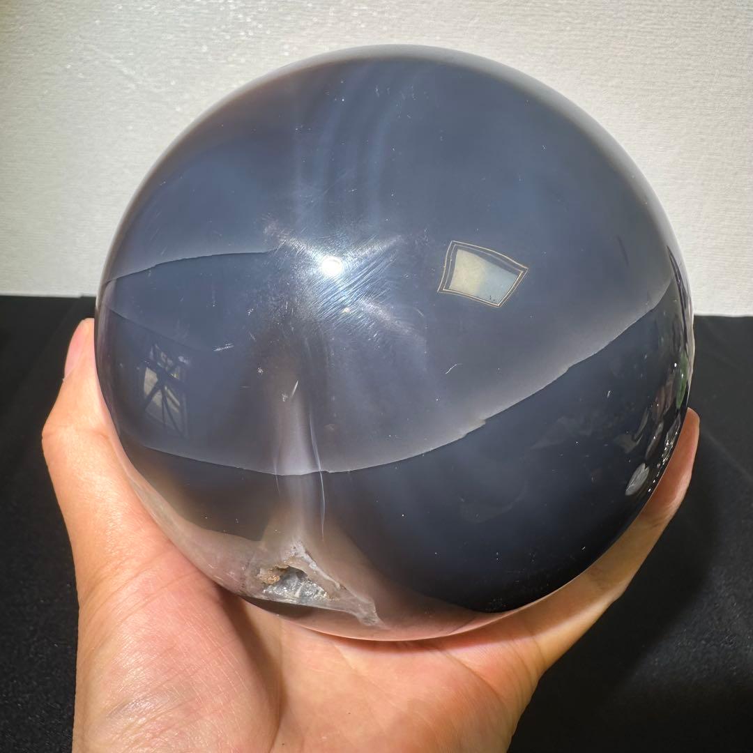 天然石アメジストの笑い口　置物　スフィア　NO.052507