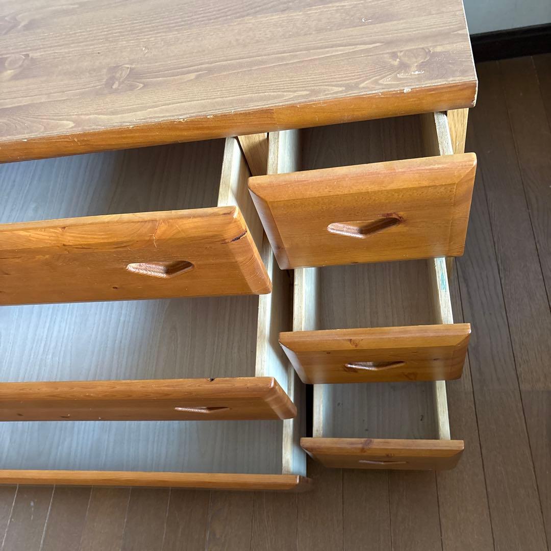 木製チェスト 幅違いの3段の引き出し付き　昭和レトロ