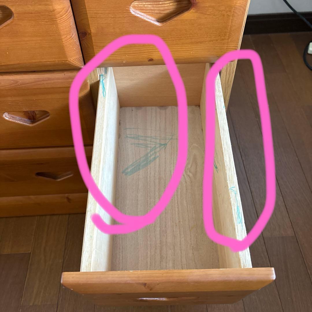 木製チェスト 幅違いの3段の引き出し付き　昭和レトロ