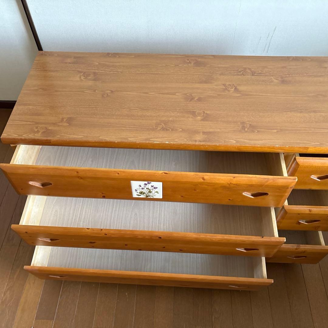 木製チェスト 幅違いの3段の引き出し付き　昭和レトロ