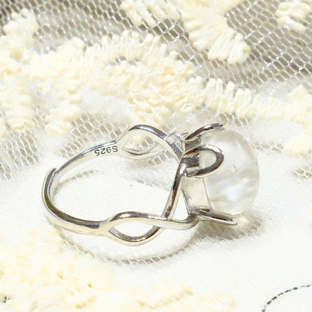 【最高品質・一点物】天然ホワイトラビットヘアクォーツ リング 九尾の狐 S925