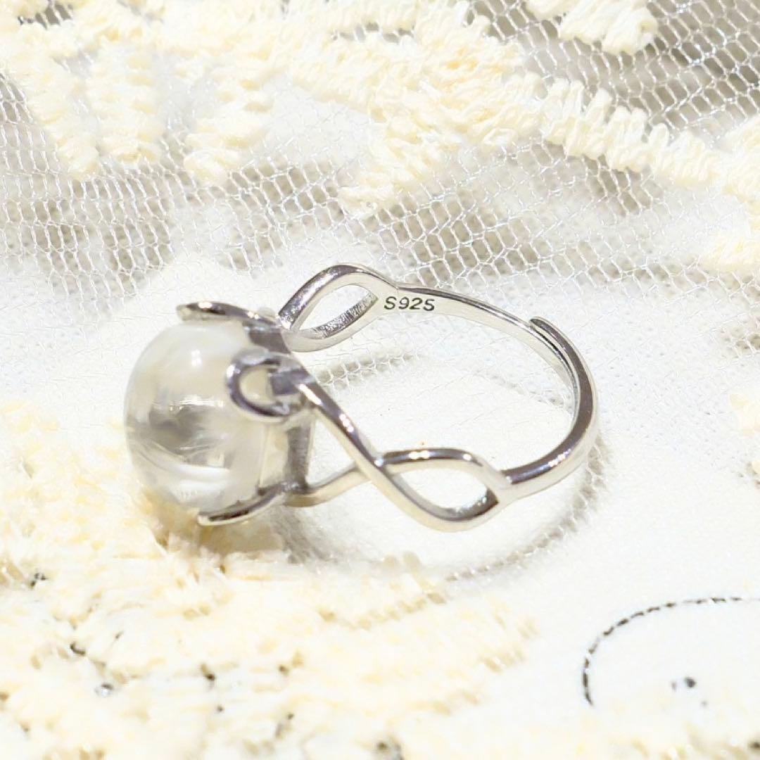 【最高品質・一点物】天然ホワイトラビットヘアクォーツ リング 九尾の狐 S925