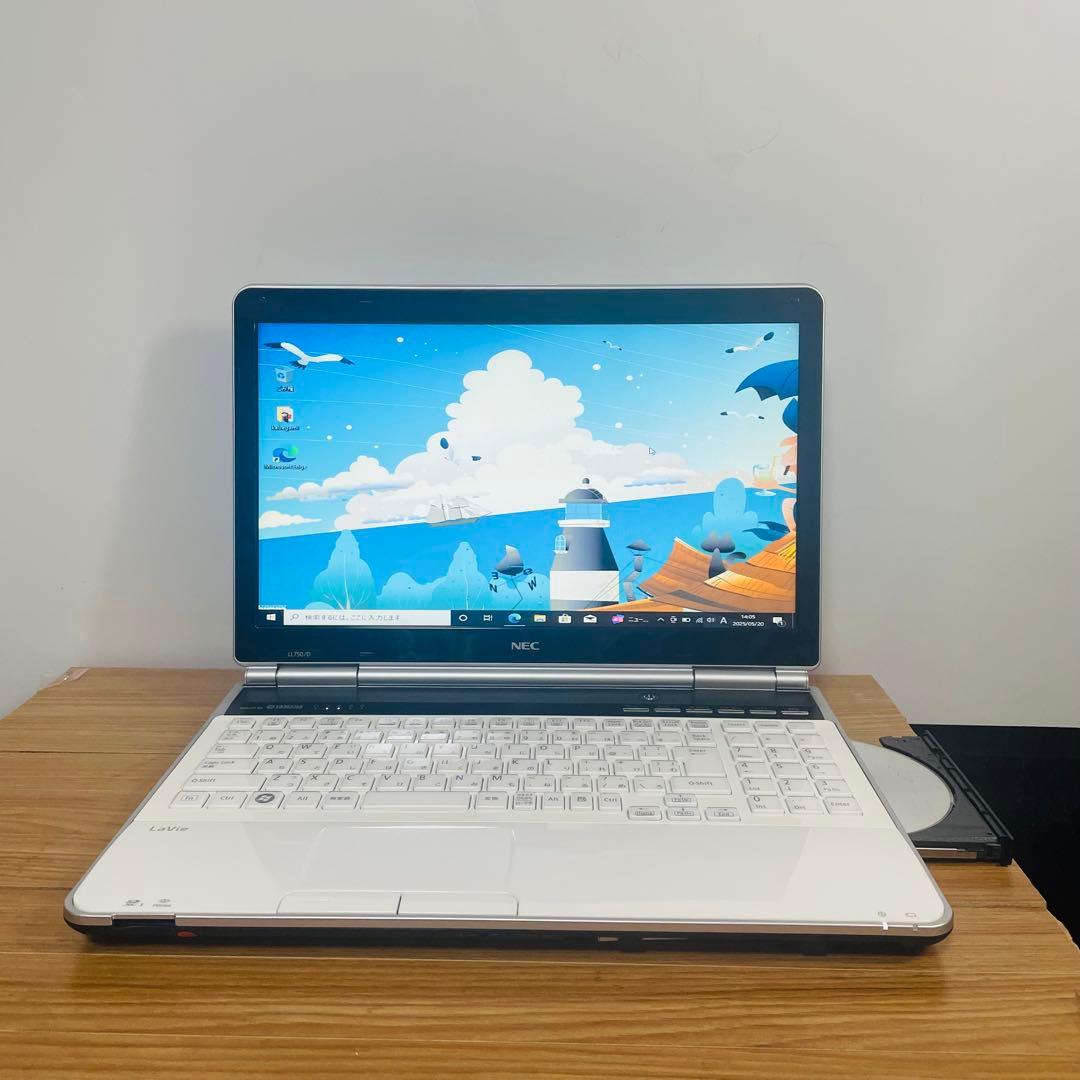 美麗ホワイトNEC i5ノートPC SSDwin11 オフィスブルーレイDVD