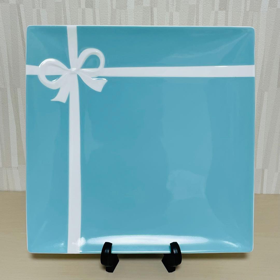 Tiffany ティファニー ブルーリボン スクエア プレート 皿 ペア ２枚