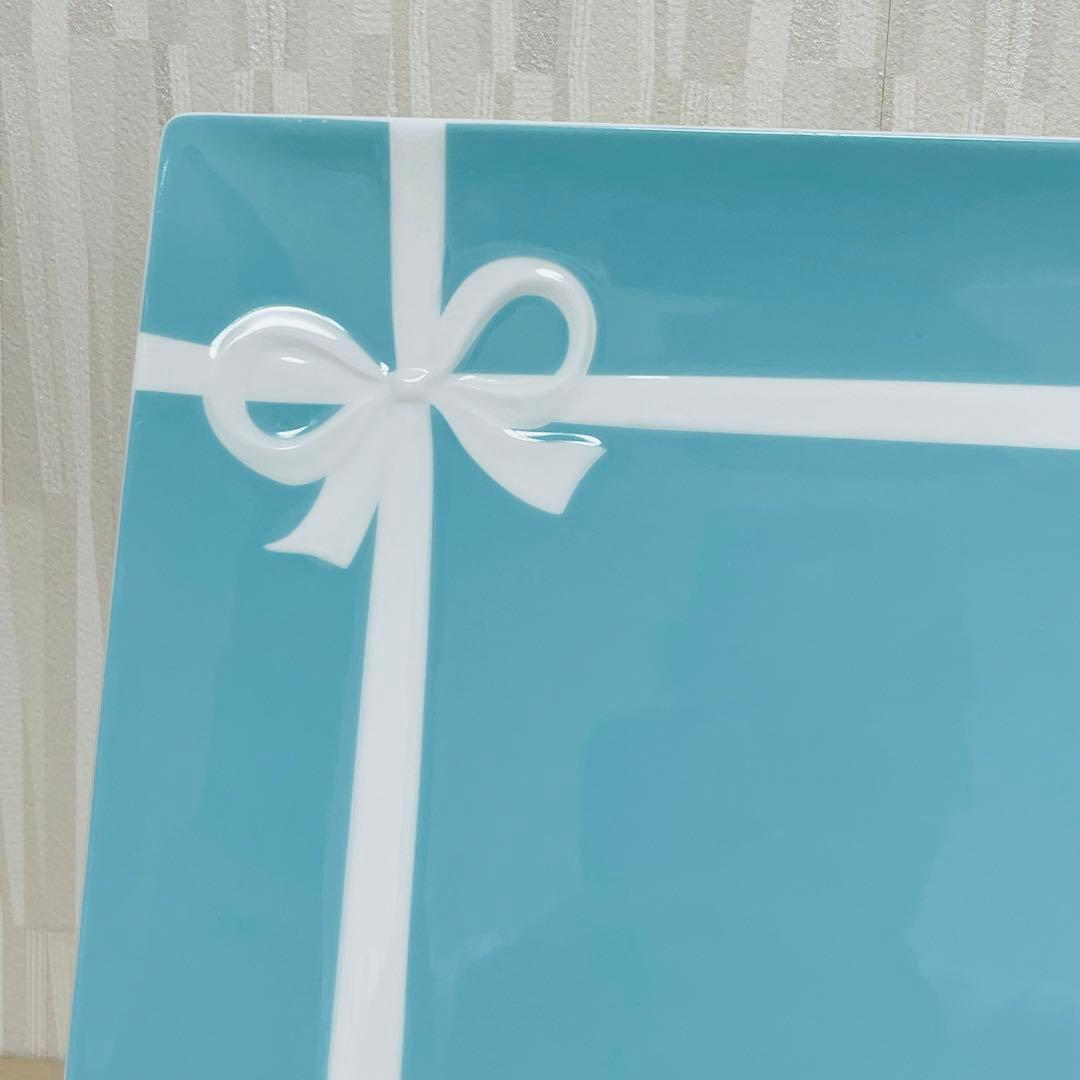 Tiffany ティファニー ブルーリボン スクエア プレート 皿 ペア ２枚