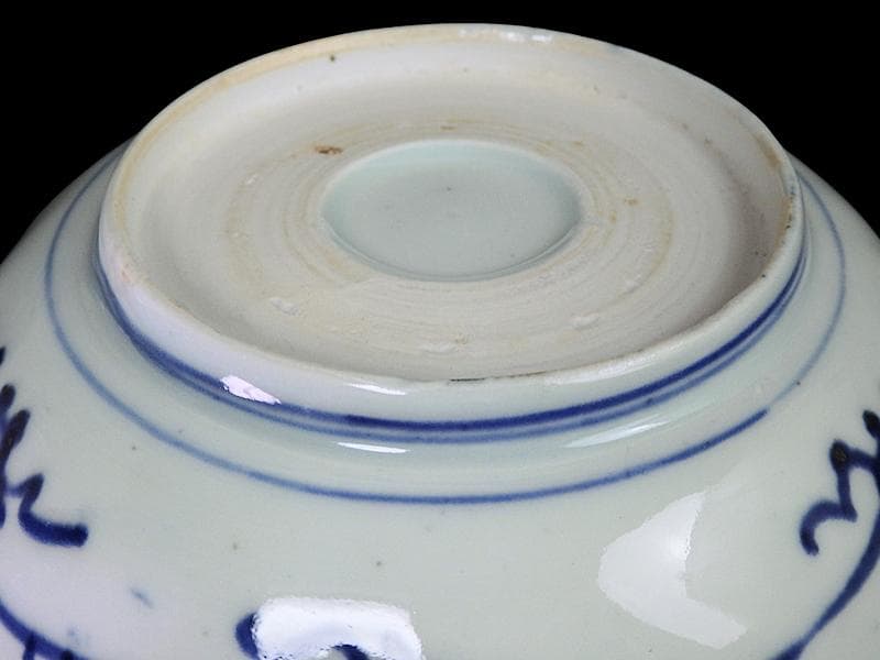 古伊万里　染付　線描き　花に唐草の図　膾皿 ５客　C999AS-fbvr