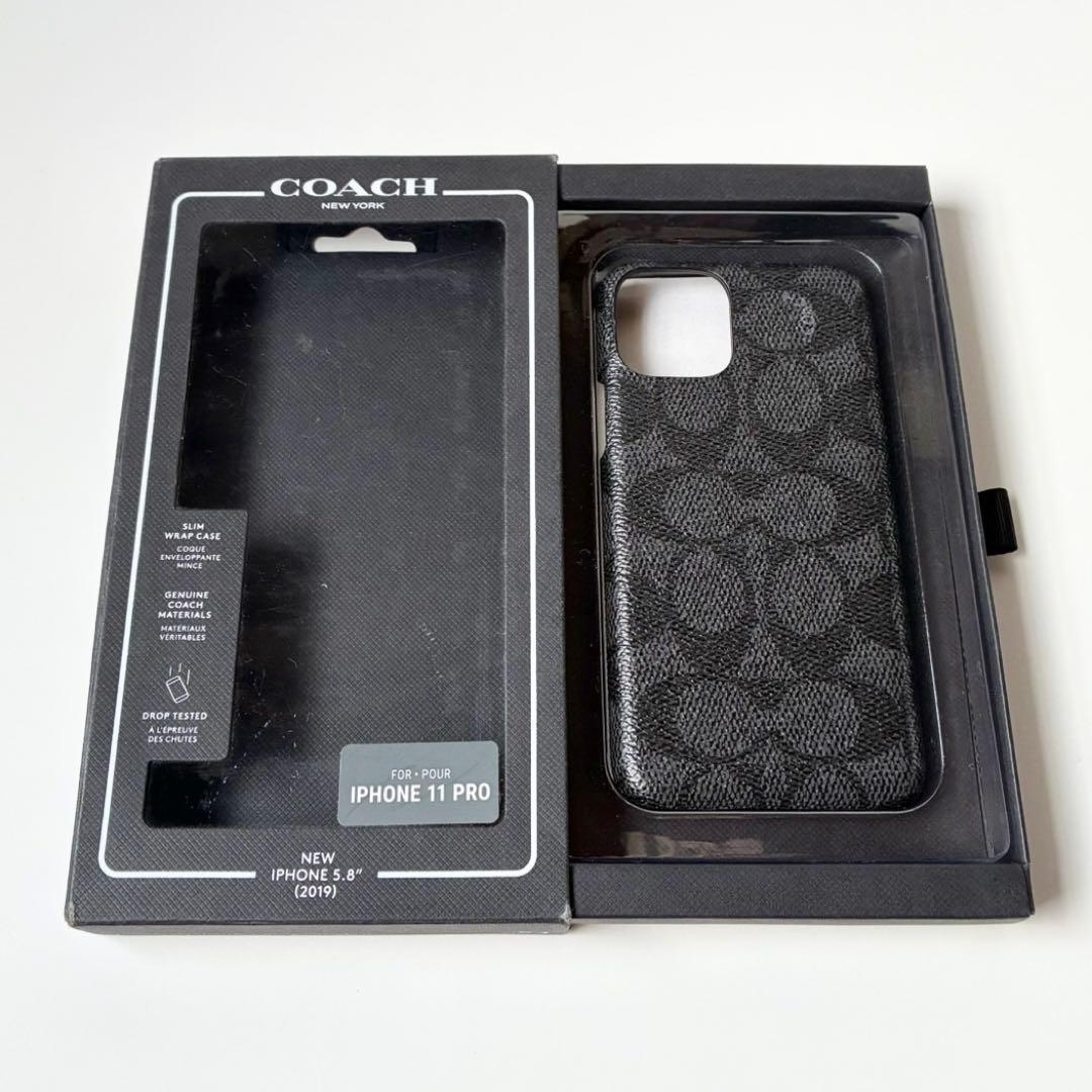 【極美品】COACH iPhone 11 Pro ケース シグネチャー 黒