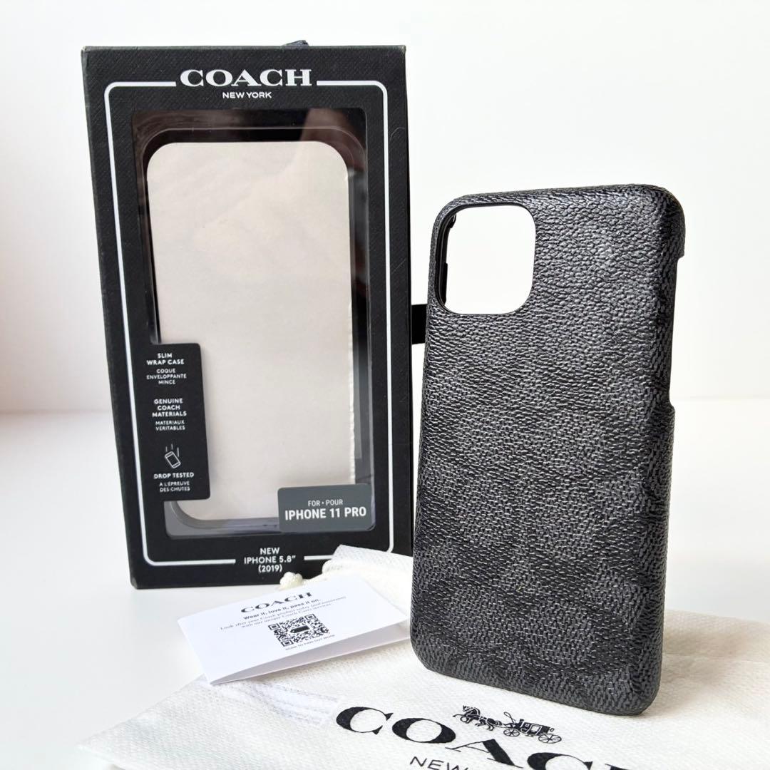 【極美品】COACH iPhone 11 Pro ケース シグネチャー 黒