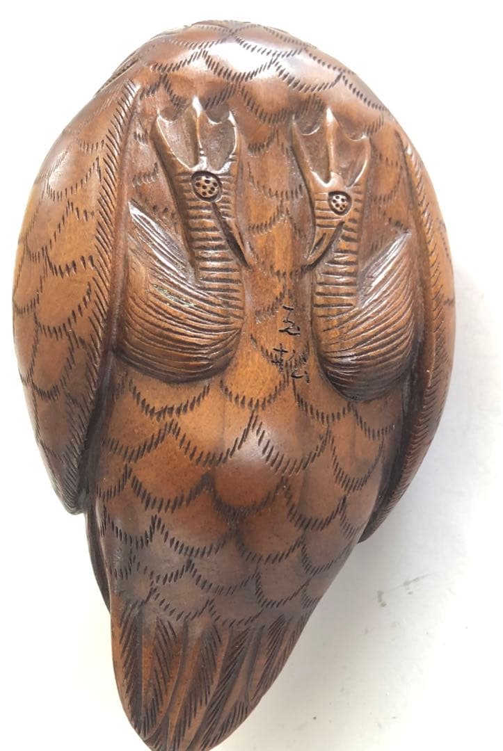 鸳鸯、鳥一刀彫りアンティーク手作りオブジェインテリア現品無料発送