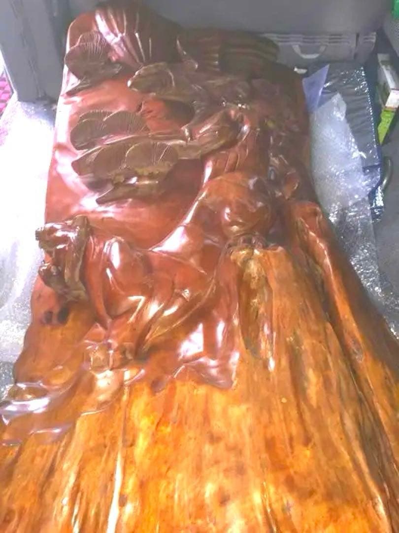 【奈良引取限定】高級欅 一刀彫 虎鷹 衝立 145cm
