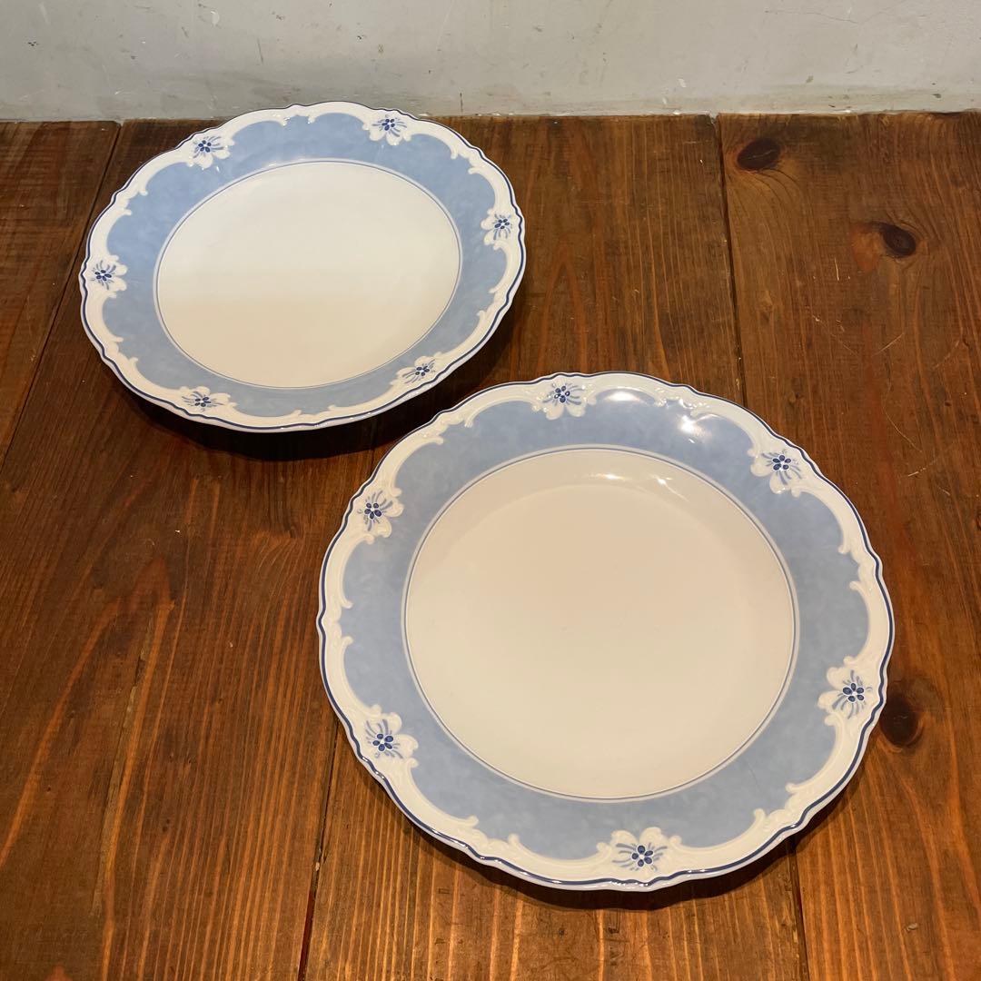 美品　フッチェンロイター　エステールシリーズ　ペアプレート　薄いブルーが上品な